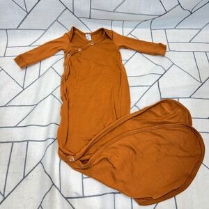 Copper Pearl Newborn Knotted Gown Rust Brown Ginger Kimono Snap Sleeper Gown